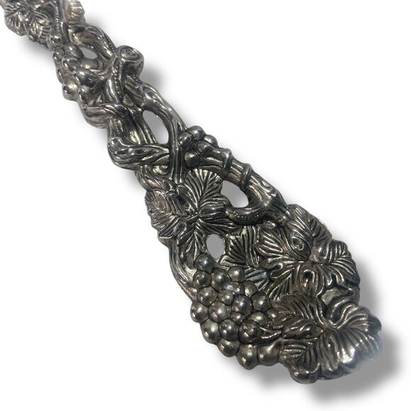 Godinger Silverplated Serving Spoon & Fork Set Ornate Grapevine Handle Vintage - Picture 7 of 9